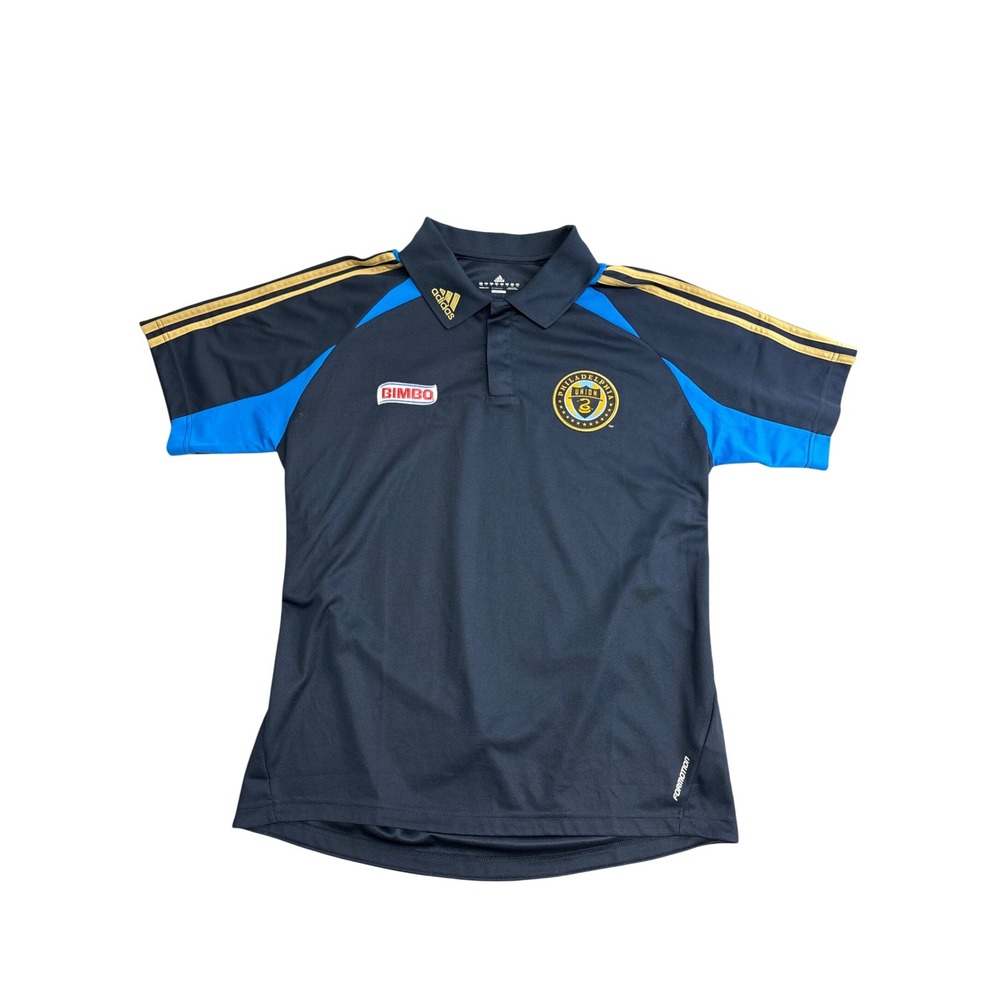 Adidas Philadelphia Union MLS Soccer Polo Shirt Mens Large Navy Blue Bimbo Logo